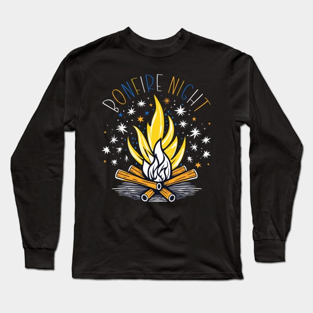 Bonfire night colourful sparkly firework fire Long Sleeve T-Shirt by Edgi